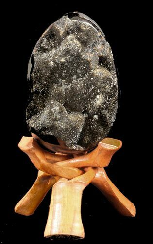 Septarian Dragon Egg Geode - Black Crystals #37125